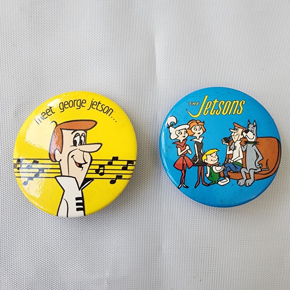 The Jetsons Vintage Cartoon Pinback Buttons 1983 Hanna-Barbera Collectible Rare - Picture 1 of 12